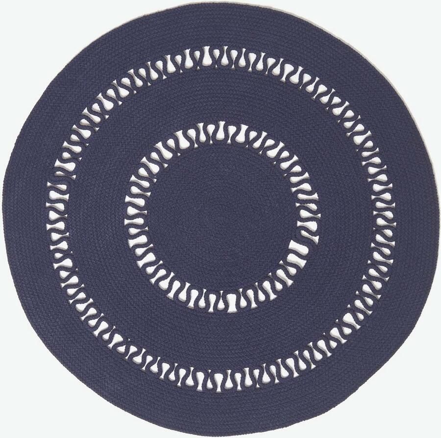 Homescapes Gevlochten Rond Gehaakt Vloerkleed Donkerblauw 90 cm