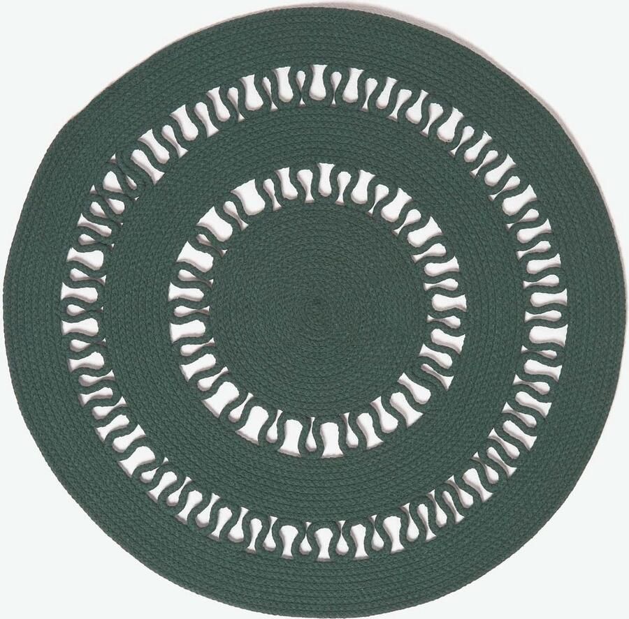 Homescapes Gevlochten Rond Gehaakt Vloerkleed Groen 90 cm