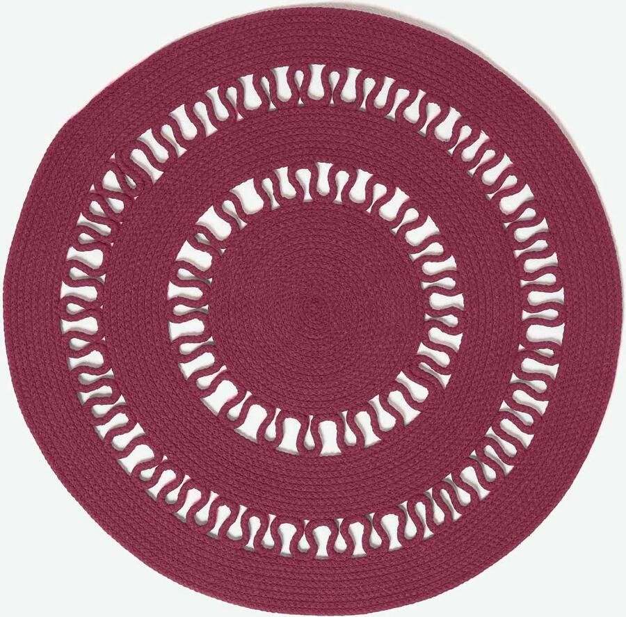 Homescapes Gevlochten Rond Gehaakt Vloerkleed Paars Pruim 70 cm