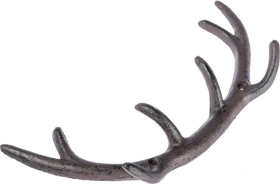 Homescapes Gietijzeren kapstokhaak met 8 haken hertengewei bruin