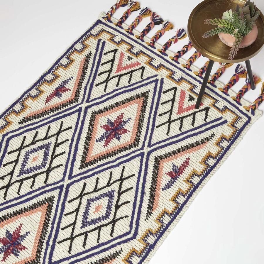Homescapes Handgeweven Kelim Vloerkleed Goa 120 x 170 cm kleurrijk patroon