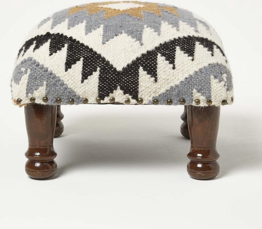 Homescapes Kelimkruk Agra 40 x 40 x 25 cm – gestoffeerde kruk met kelim hoes