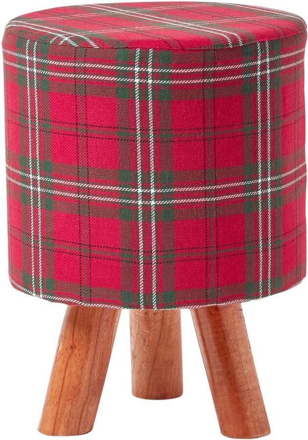Homescapes Kruk Edward Tartan Houten Voeten 32 Rond