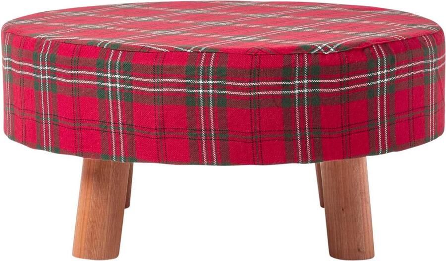 Homescapes Kruk Edward Tartan Houten Voeten 62 Rond