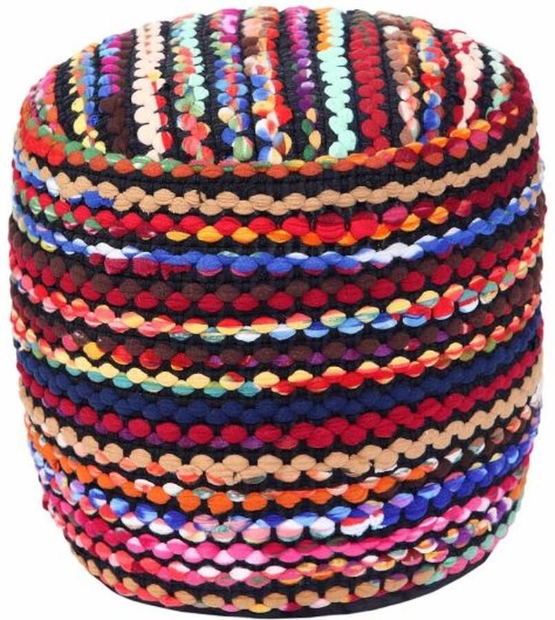 Homescapes Designer poef gevuld met microkralen rond kleurrijk stippenpatroon folk
