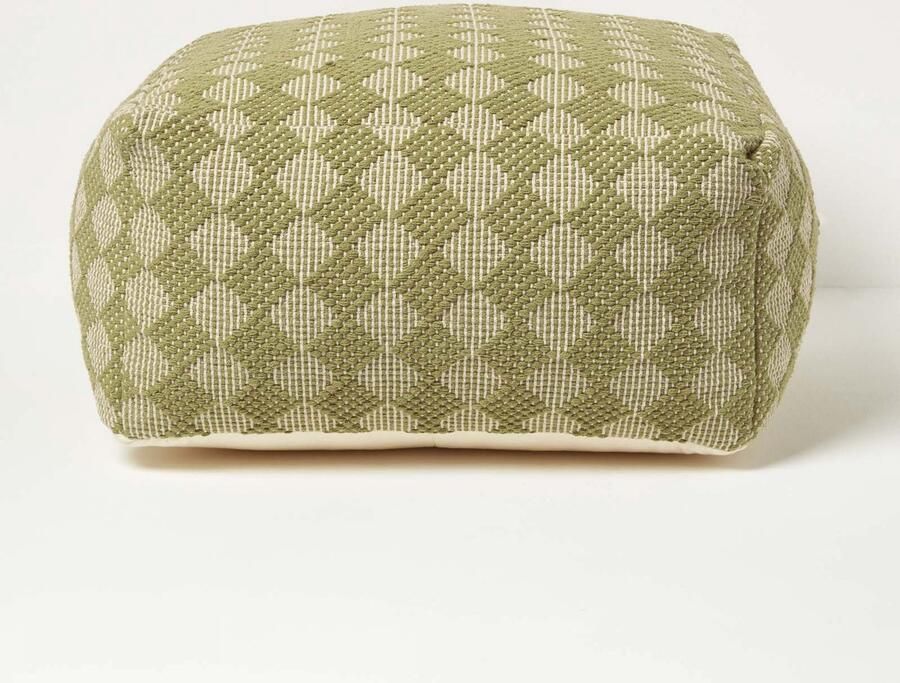 Homescapes Poef Lima met ruitpatroon 55 x 30 cm zitzakkruk groen