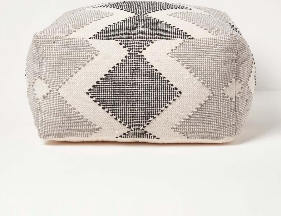 Homescapes Poef Malmö geometrisch patroon 55 x 30 cm zitzakkruk crème-grijs-zwart