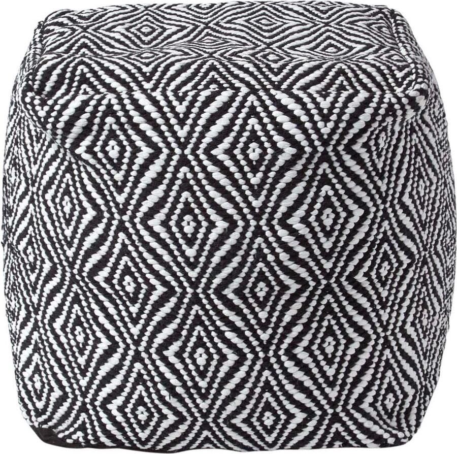 Homescapes Designer poef gevuld met microkralen kubussen zwart wit Trance S