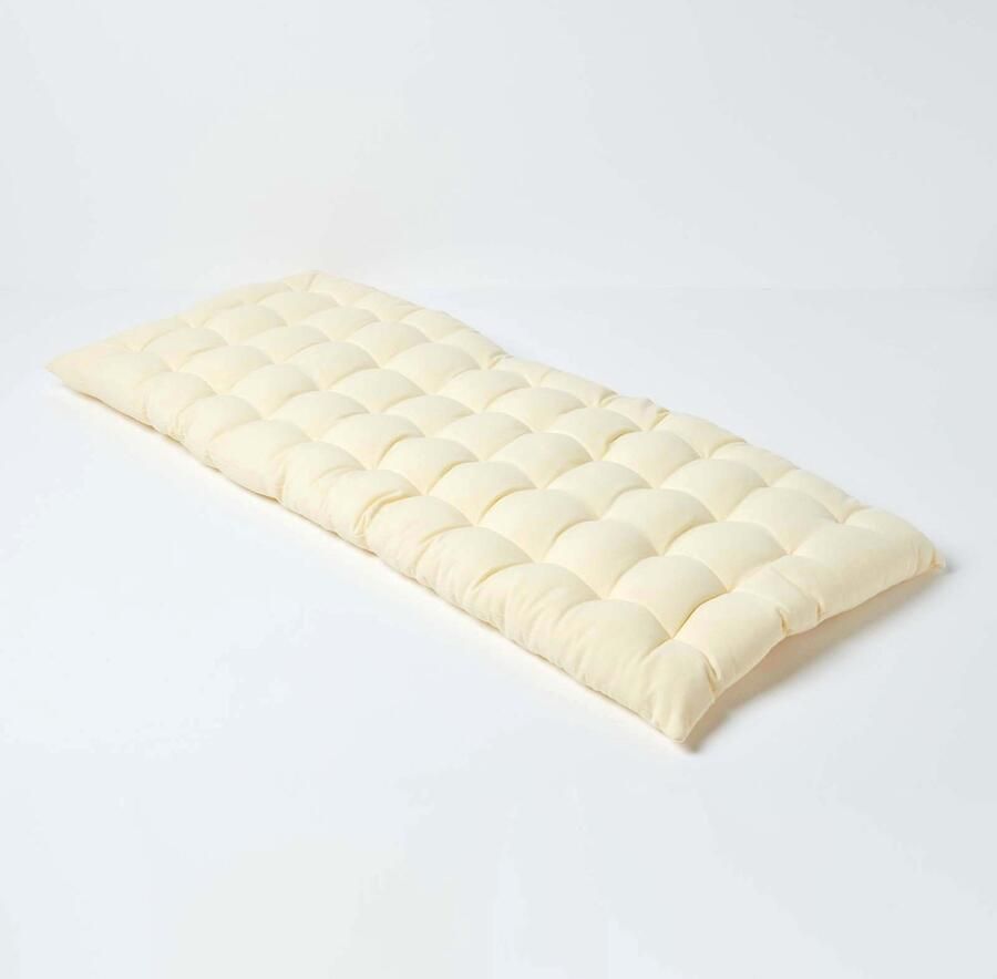 Homescapes Tuinbank Kussen – Creme – 2 Zitter Zitkussen – 108x42 cm – 100% Katoen – Wasbaar – Comfortabel & Stevig