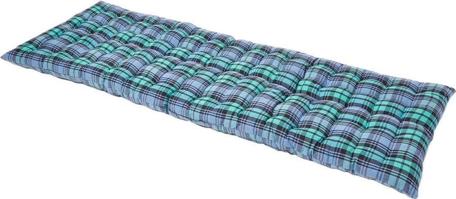 Homescapes Tuinbank Kussen – Geruit (Black Watch) – 3 Zitter Zitkussen – 143x42 cm – Katoen – Wasbaar – Comfortabel & Stijlvol