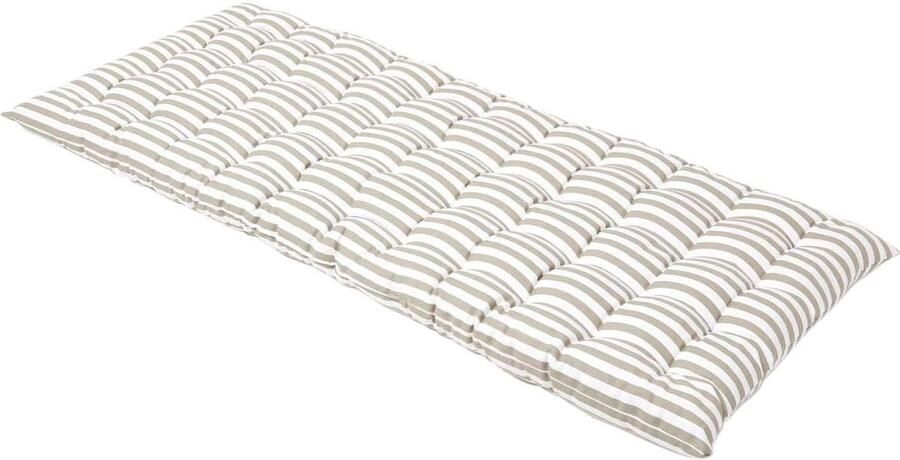 Homescapes Tuinbank Kussen – Grijs-Wit Gestreept – 2 Zitter Zitkussen – 108x42 cm – Katoen – Wasbaar – voor Buitengebruik