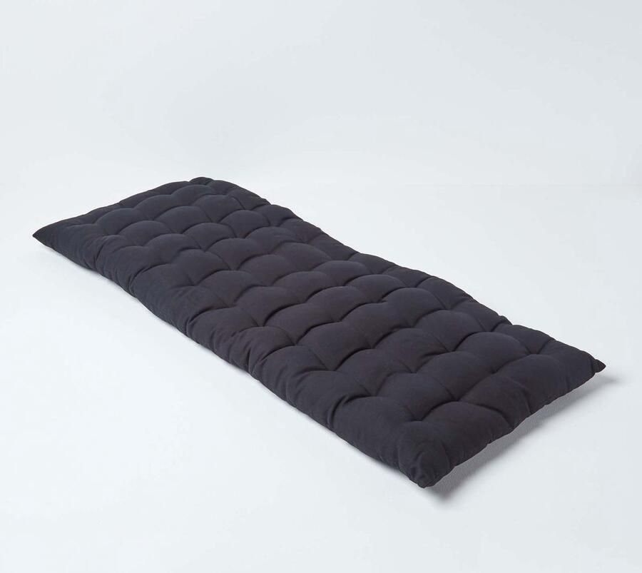 Homescapes Tuinbank Kussen – Zwart – 2 Zitter Zitkussen – 108x42 cm – 100% Katoen – Wasbaar – Comfortabel & Stevig