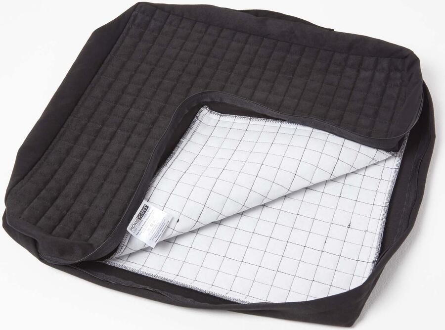 Homescapes Velours zitkussenhoes 50 x 50 x 10 cm zwart geschikt voor fauteuil zitkussen