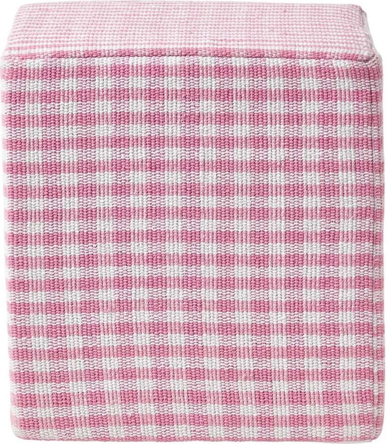 Homescapes Designer Kruk Ottoman Gingham Farmhouse Check Roze