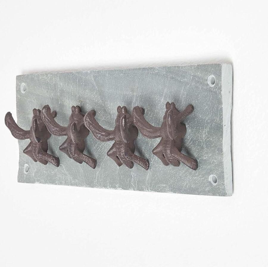 Homescapes wandkapstok bijen kapstokhaak op leistenen plaat