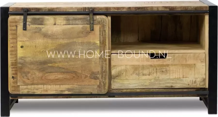 Homesome by Kolony Tv-meubel Mango met schuifdeur 120x45x60cm industrieel stereomeubel