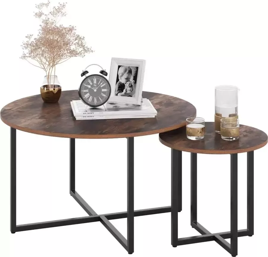 Homesse Te Bijzettafel – Vintage Tafel – Meubels Woonkamer – Tafel – Koffie Tafel – Salontafel Set 2 in 1