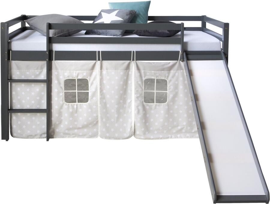 Homestyle4u Hoogslaper 90x200 cm Grijs met glijbaan