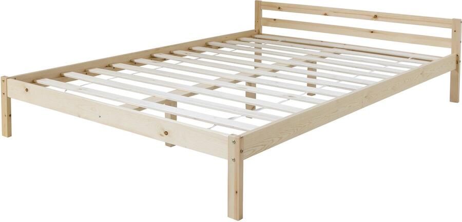 Homestyle4u Houten bed 140x200 cm Naturel Lattenbodem Tweepersoonsbed