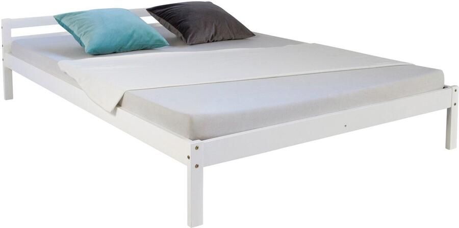 Homestyle4u Houten bed 140x200 cm Wit Lattenbodem Tweepersoonsbed