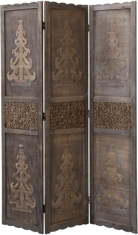 Homestyle4u Kamerscherm 120x170 cm Bruin 3-delig houten decoratie