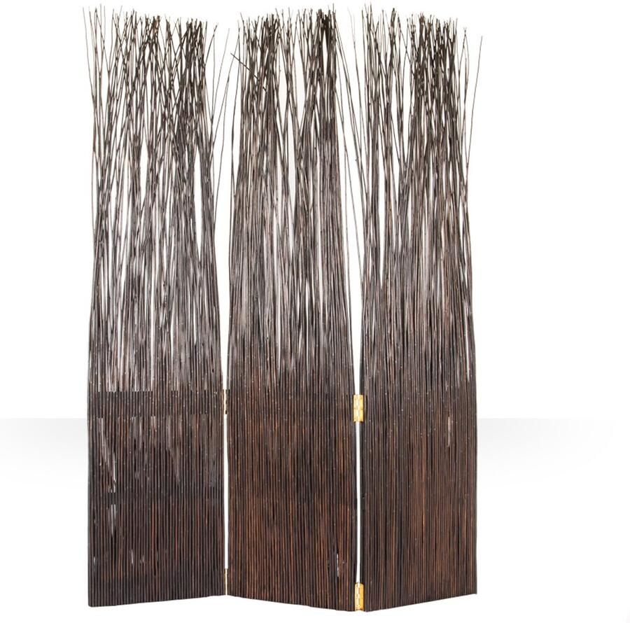 Homestyle4u Kamerscherm 120x170 cm donkerbruin 3-delig wilg