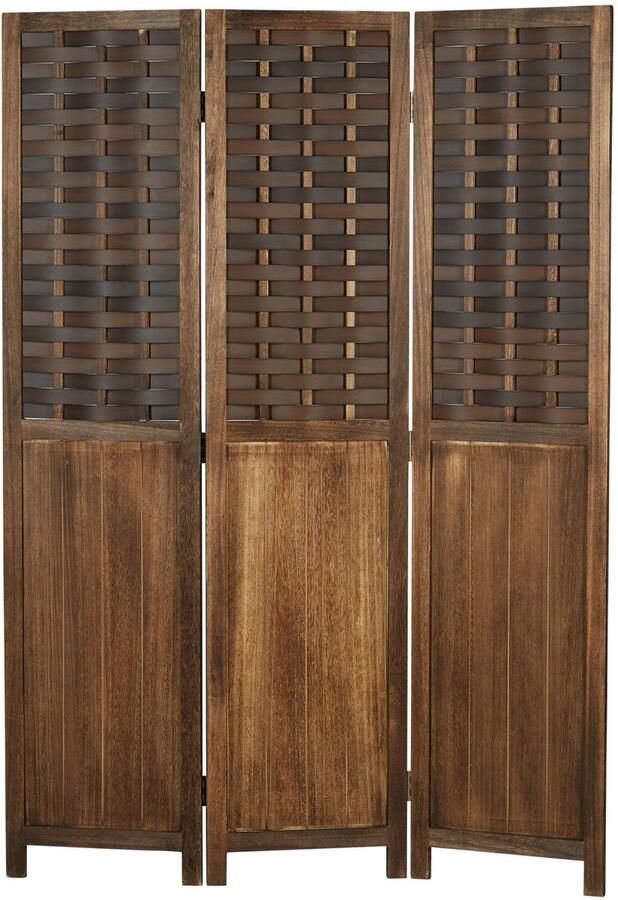 Homestyle4u Kamerscherm 120x170 cm gevlochten 3-delig donkerbruin