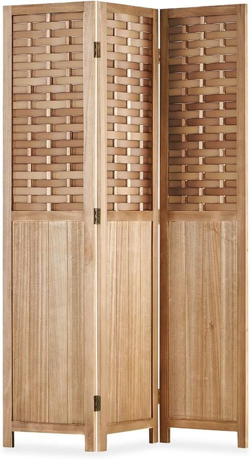 Homestyle4u Kamerscherm 120x170 cm geweven 3-delig lichtbruin