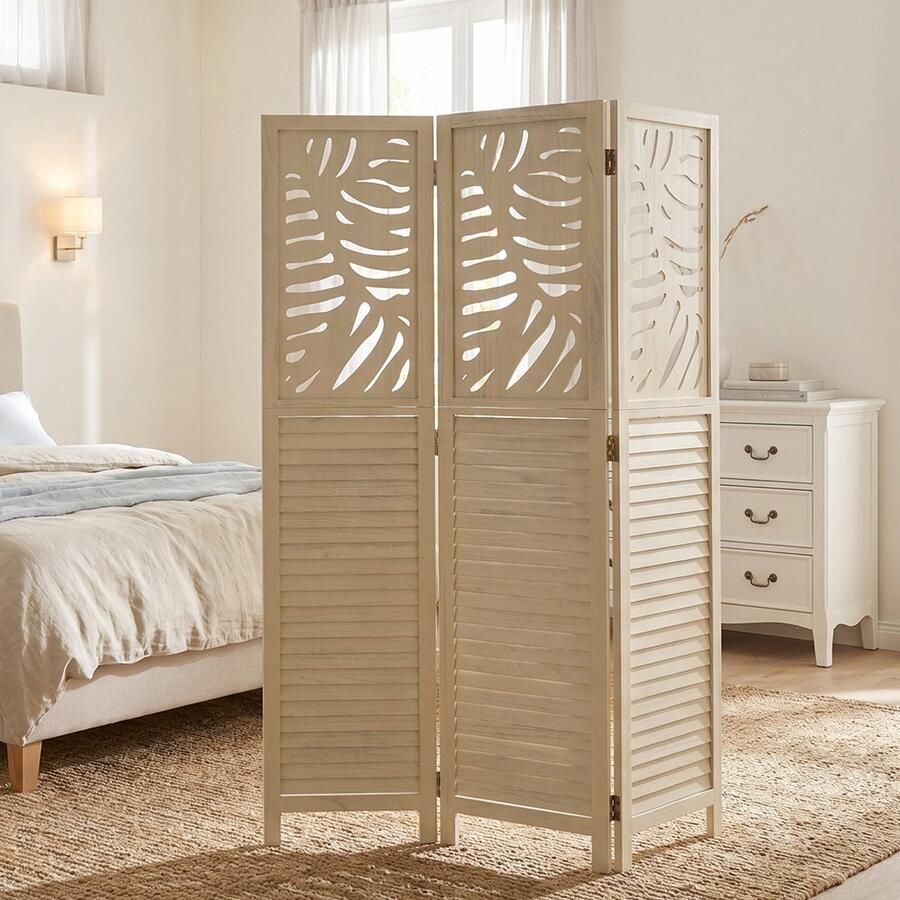 Homestyle4u Kamerscherm 120x170 cm Naturel 3-delig - Foto 2