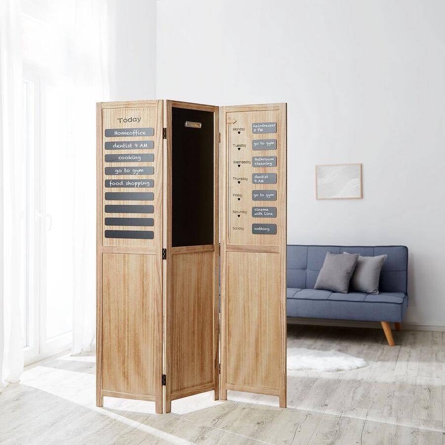 Homestyle4u Kamerscherm 120x170 cm naturel 3-delig notitiebord - Foto 2