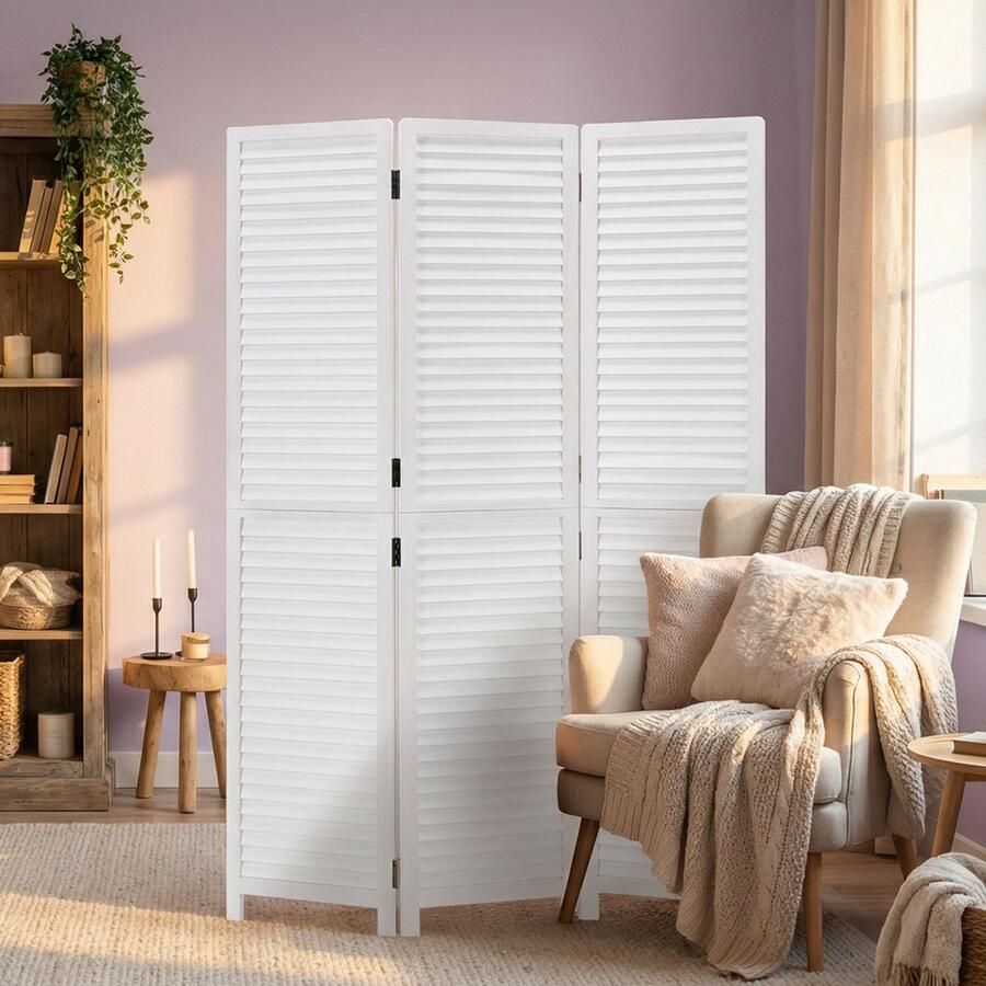 Homestyle4u Kamerscherm 3 panelen 120x170 cm Wit 3-delig - Foto 2
