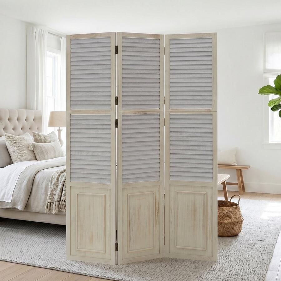 Homestyle4u Kamerscherm 120x170 cm wit 3-delig shabby - Foto 2