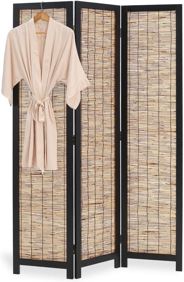 Homestyle4u Kamerscherm 120x170 cm Zwart 3-delig