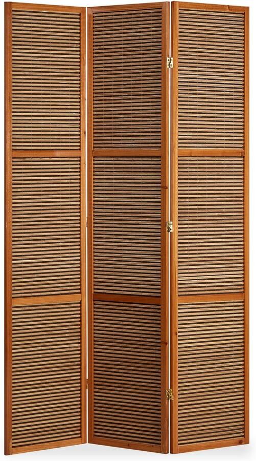 Homestyle4u Kamerscherm 120x200 cm 3-delig bamboe stutten