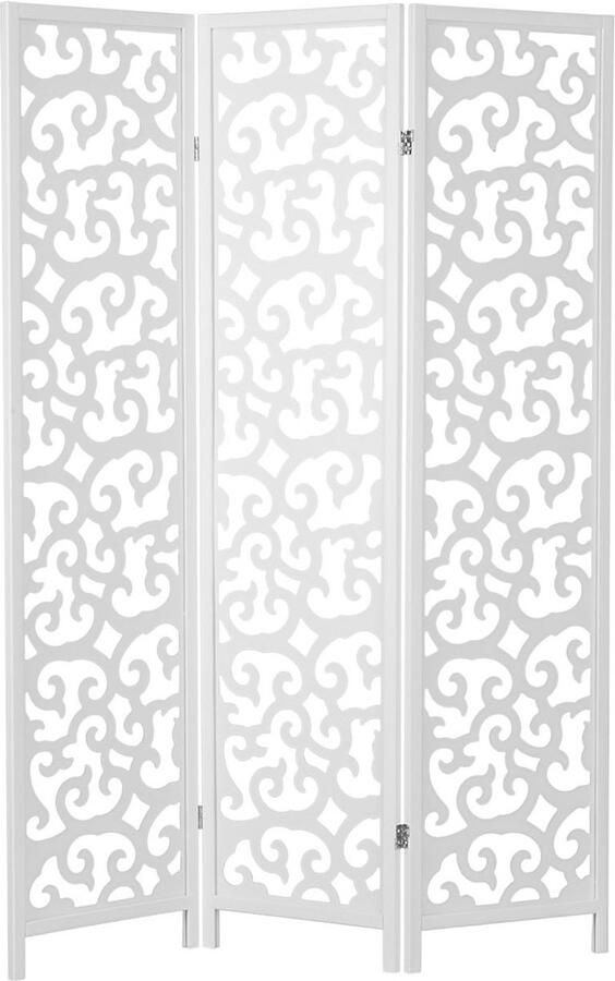 Homestyle4u Kamerscherm 130x175 cm wit 3-delig houten lambrisering