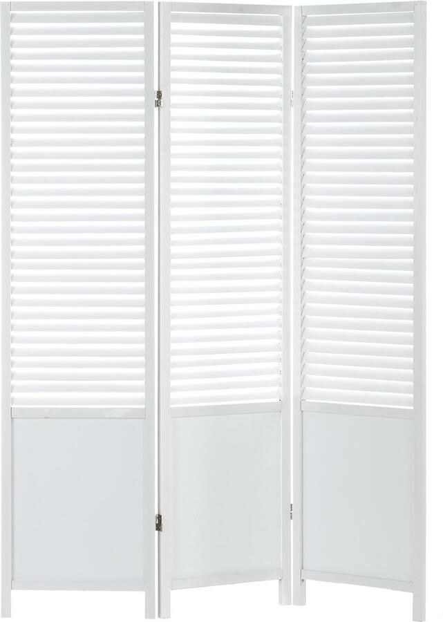Homestyle4u Kamerscherm 130x175 cm Wit 3-delig Houten lattenbodem
