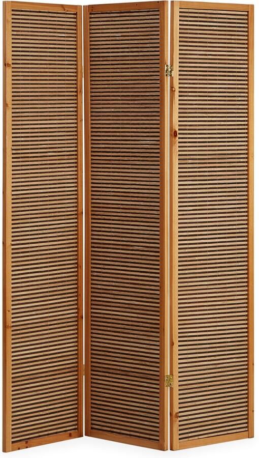 Homestyle4u Kamerscherm 132x175 cm bruin 3-delig bamboe lamellen