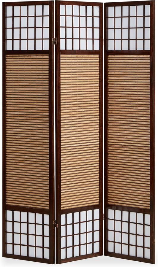 Homestyle4u Kamerscherm 132x175 cm bruin 3-delig bamboe stokjes