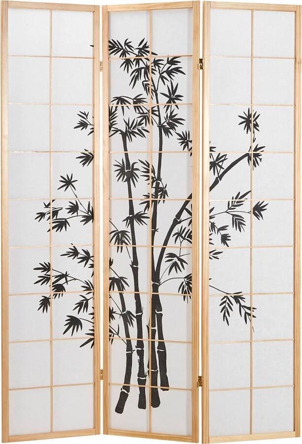 Homestyle4u Kamerscherm 132x179 cm Bruin 3-delig Bamboe patroon