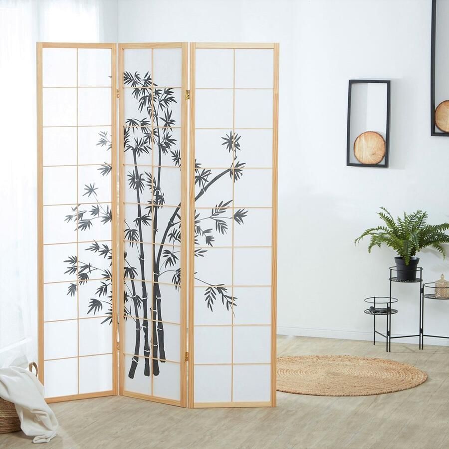 Homestyle4u Kamerscherm 132x179 cm Bruin 3-delig Bamboe patroon - Foto 2