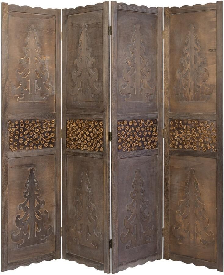 Homestyle4u Kamerscherm 160x170 cm bruin 4-delig houten decoratie