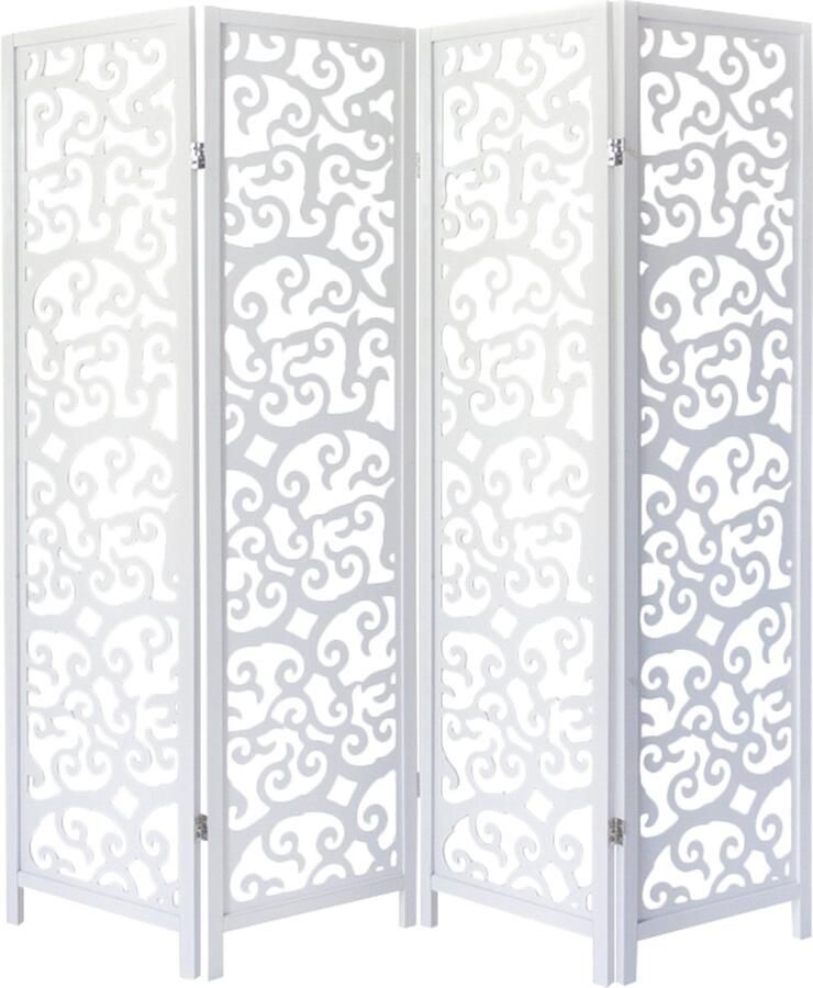 Homestyle4u Kamerscherm 173x175 cm wit 4-delig houten decoratie