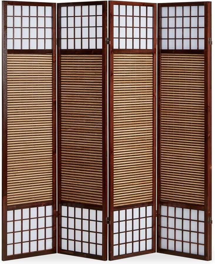 Homestyle4u Kamerscherm 176x175 cm bruin 4-delig bamboe lamellen