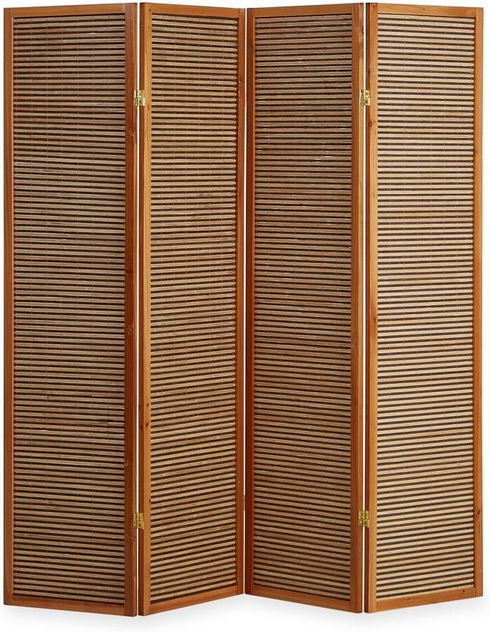 Homestyle4u Kamerscherm 176x175 cm bruin 4-delig bamboe latten