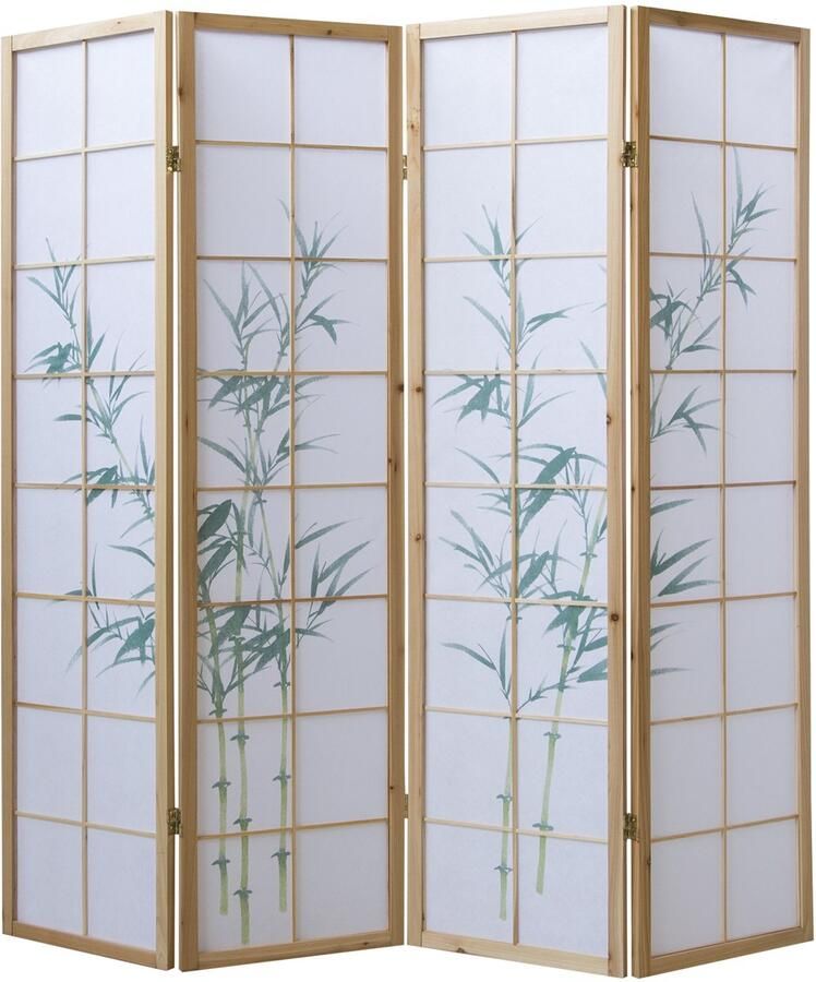 Homestyle4u Kamerscherm 176x175 cm bruin 4-delig Bamboe patroon