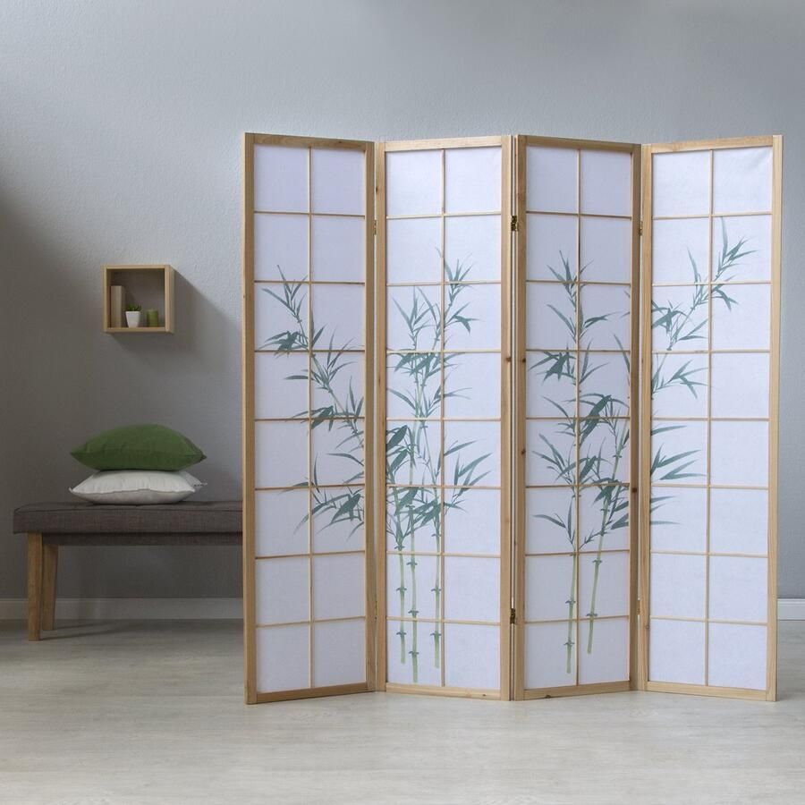 Homestyle4u Kamerscherm 176x175 cm bruin 4-delig Bamboe patroon - Foto 2