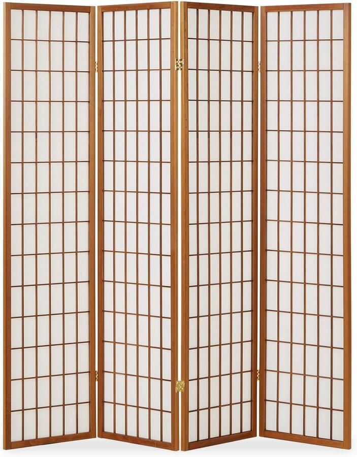 Homestyle4u Kamerscherm 176x175 cm Bruin 4-delig Shoji