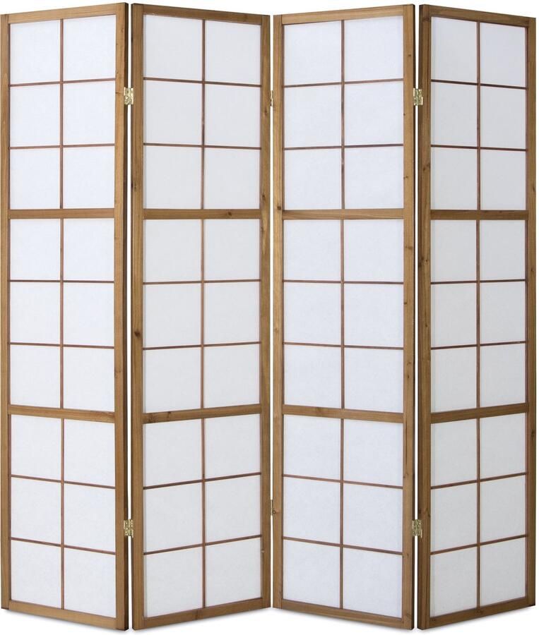 Homestyle4u Kamerscherm 176x175 cm Bruin 4-delig Shoji