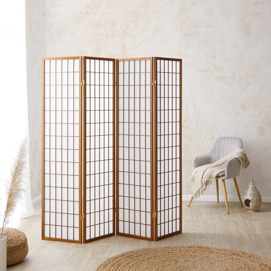 Homestyle4u Kamerscherm 176x175 cm Bruin 4-delig Shoji - Foto 2