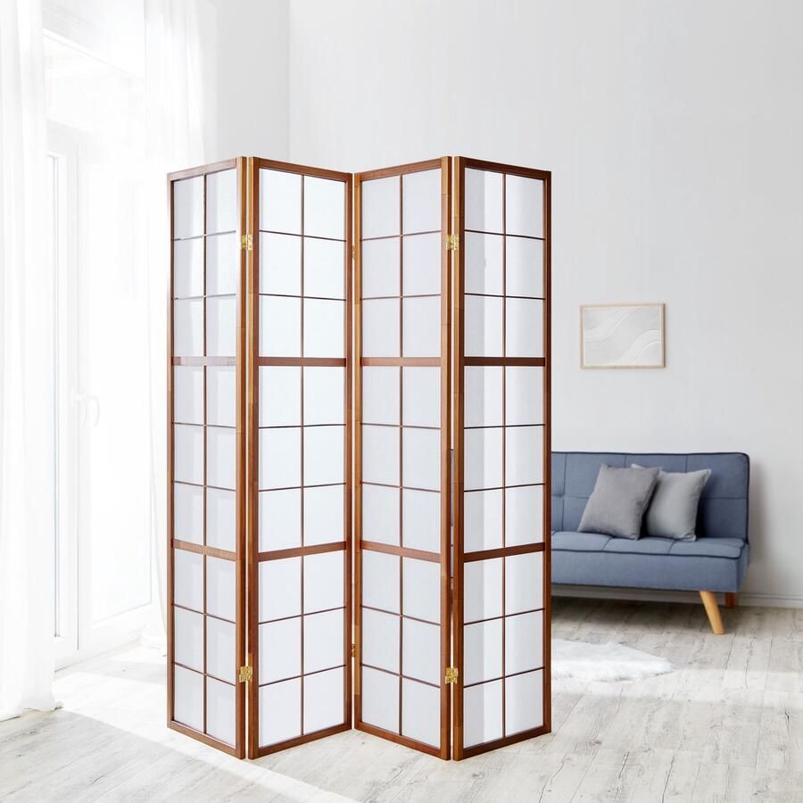 Homestyle4u Kamerscherm 4 panelen 176x175 cm Bruin 4-delig Shoji - Foto 2